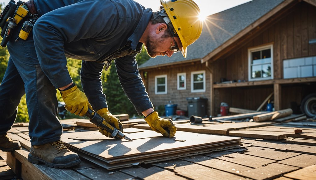 Professional roof ventilation repair technician inspecting roof vents in Fanwood NJ